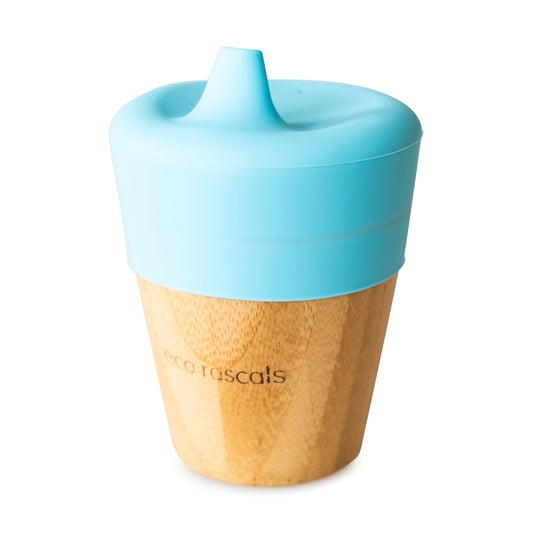 Bamboo Cup with Sippy Feeder (190ml) in Blue