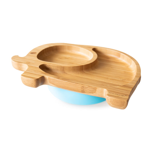 Bamboo Suction and Section Elephant Plate in Blue