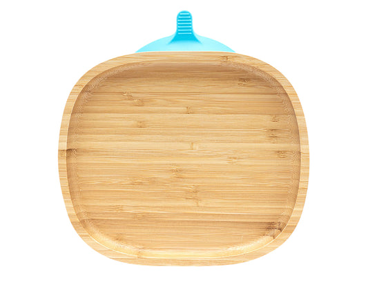 Bamboo Suction Classic Rectangle Toddler Plate in Blue